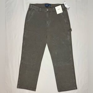 Abercrombie & Fitch Mens Baggy Double Knee Work Pants 33 x 30 Washed Olive B6